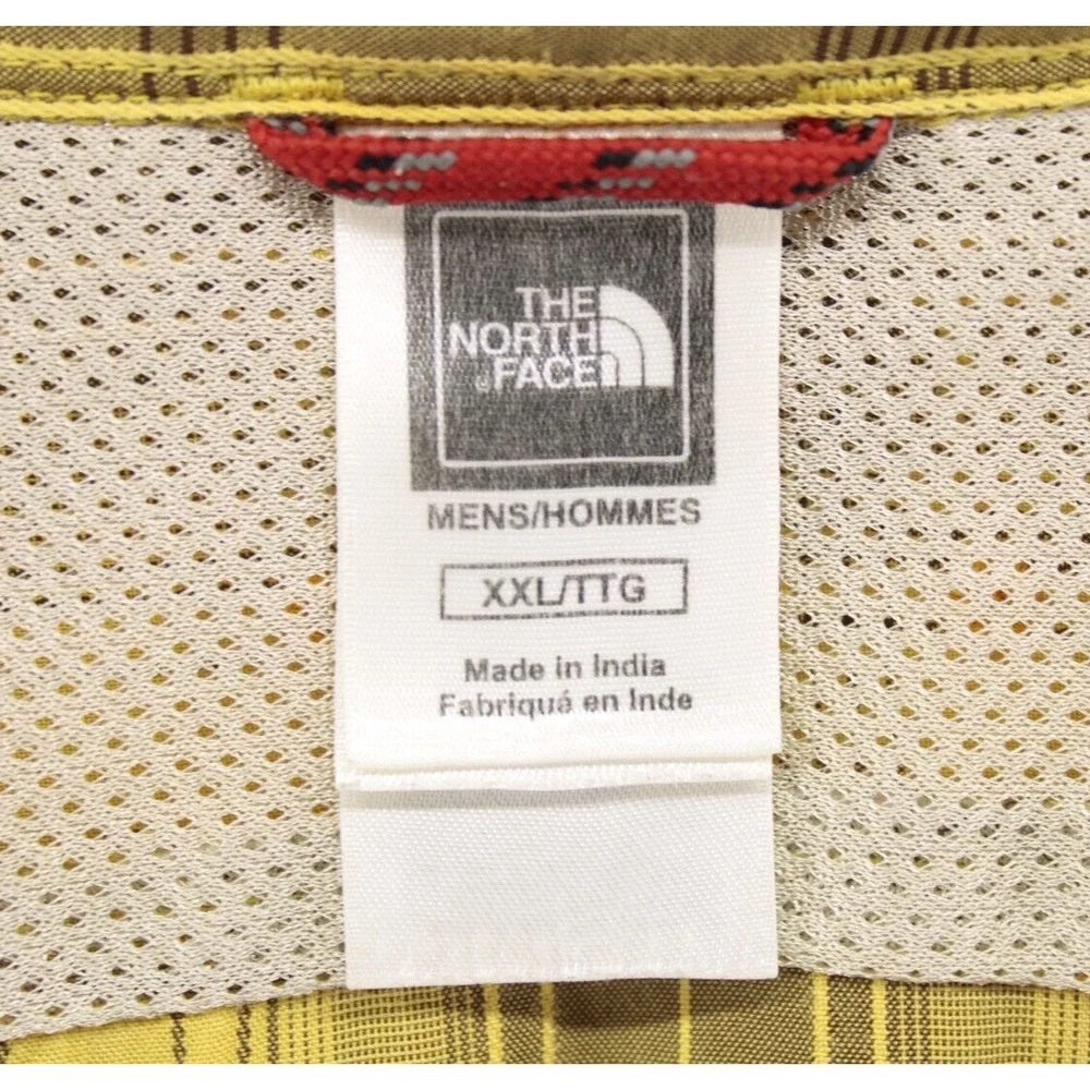 The North Face XXL Men's Plaid Yellow Shirt Button Front Chest Pocket